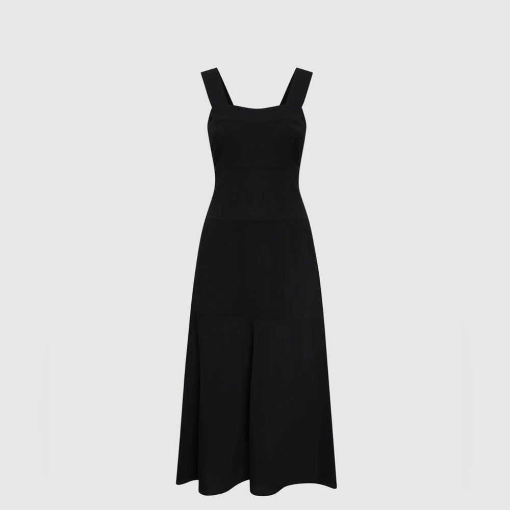 NWT- Laura Black Square Neck Midi Dress